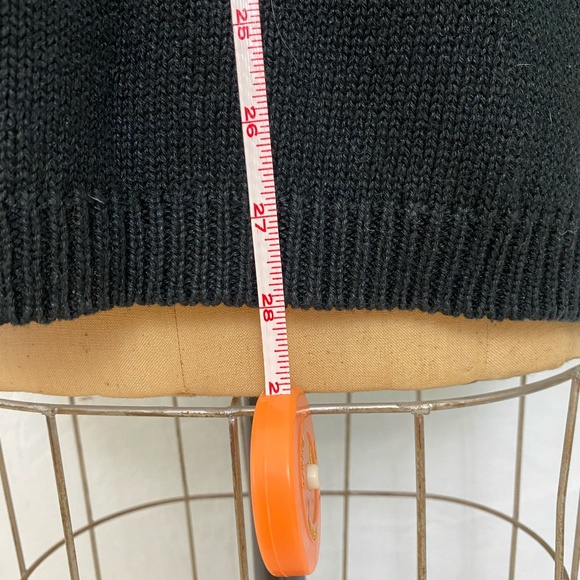 Black sweater with metallic silver and gold puzzle pieces. Vintage Ugly Sweater. - Picture 6 of 9